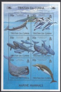 2002 Tristan Da Cunha SG.752-7 Marine Mammals. set 6 values U/M (MNH)