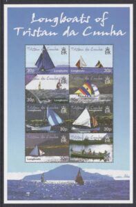 2001 Tristan Da Cunha. SG.708-15 Tristan Longboats. set 8 values sheetlet. U/M (MNH)