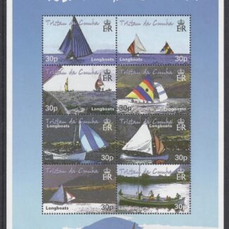2001 Tristan Da Cunha.  SG.708-15 Tristan Longboats. set 8 values sheetlet.  U/M (MNH)