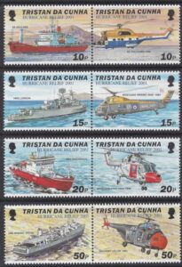 2000 Tristan Da Cunha. SG.688-95 Helicopters & Ships set 8 values U/M (MNH)