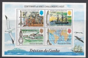 1973 Tristan Da Cunha. MS.181 Centenary of HMS Challenger's Visit. mini sheet U/M (MNH)