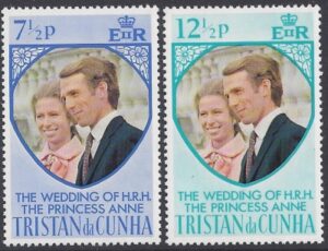 1973 Tristan Da Cunha. SG.186-7 Royal Wedding. set 2 values U/M (MNH)