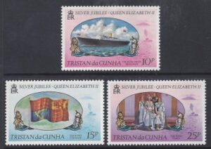 1977 Tristan Da Cunha. SG.212-4 Silver Jubilee set 3 values U/M (MNH)