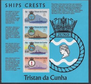 1977 Tristan Da Cunha. MS.219 Ships Crests. mini sheet U/M (MNH)