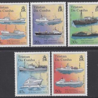 1998 Tristan Da Cunha. SG.631-5 50th Anniv. of First Lobster Survey- Lobster Trawlers. set 5 values U/M (MNH)