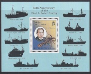 1998 Tristan Da Cunha. MS.636 50th Anniv. of First Lobster Survey - Lobster Trawlers. mini sheet U/M (MNH)