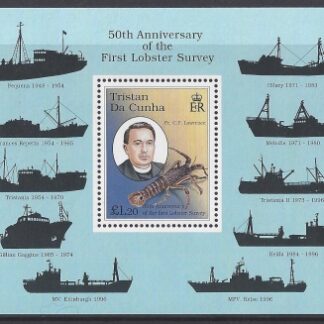 1998 Tristan Da Cunha.  MS.636  50th Anniv. of First Lobster Survey - Lobster Trawlers. mini sheet U/M (MNH)