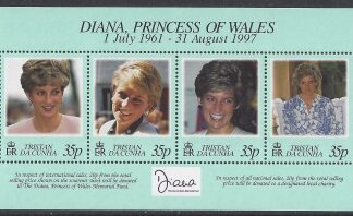 1998 Tristan Da Cunha. MS.637 Diana Princess of Wales Commemoration Sheet. U/M (MNH)
