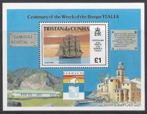 1992 Tristan Da Cunha. MS.538 Centenary of the Wreck of Barque Italia mini sheet U/M (MNH)