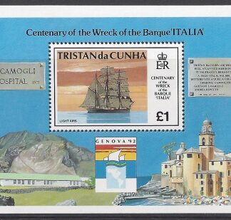 1992 Tristan Da Cunha. MS.538  Centenary of the Wreck of Barque Italia mini sheet U/M (MNH)