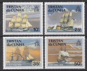 1990 Tristan Da Cunha. SG.505-8 Ships of The Royal Navy. (1st  series) set 4 values U/M (MNH)