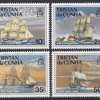 1990 Tristan Da Cunha. SG.505-8 Ships of The Royal Navy. (1st  series) set 4 values U/M (MNH)