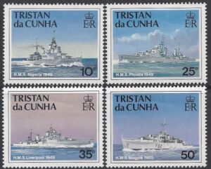 1993 Tristan da Cunha. SG.565-8 Ships of The Royal Navy. (3rd series) set 4 values U/M (MNH)