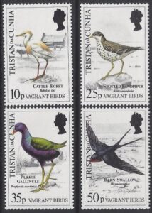 1989 Tristan Da Cunha. SG.486-9 Vagrant Birds. set 4 values U/M (MNH)