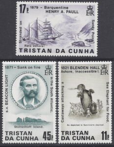 1987 Tristan Da Cunha. SG.426-8 Shipwrecks (3rd series) set 3 values. U/M (MNH)