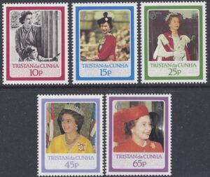 1986 Tristan Da Cunha. SG.406-10 60th Birthday of Queen Elizabeth II. set 5 values U/M (MNH)