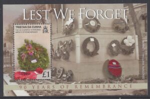 2008 Tristan Da Cunha. MS.931 90th Anniversary of The End of World War I. mini sheet U/M (MNH)