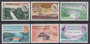 1960 Rhodesia & Nyasaland. SG.32-7 Kariba Dam. set 6 values U/M (MNH)