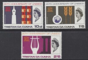 1966 Tristan Da Cunha. SG.101-3 20th Anniversary of UNESCO. set 3 values U/M (MNH)