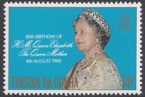 1980 Tristan Da Cunha. SG.282 80th Birthday of Queen Elizabeth, Queen Mother. U/M (MNH)