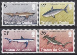 1982 Tristan Da Cunha. SG.319-22 Sharks. set of 4 values U/M (MNH)