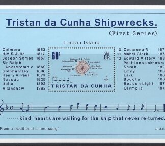1985 Tristan Da Cunha  MS.389 Shipwrecks (1st series) mini sheet  U/M (MNH)