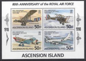 1998 Ascension Island. MS.746 80th Anniversary of Royal Air Force. mini sheet U/M (MNH)