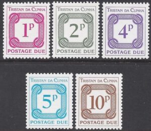 1976 Tristan Da Cunha - D6-10 postage Dues (watermark Edward Crown Block CA) set 5 values U/M (MNH)