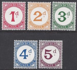 1957 Tristan Da Cunha. D1-5 postage dues set 5 values U/M (MNH)
