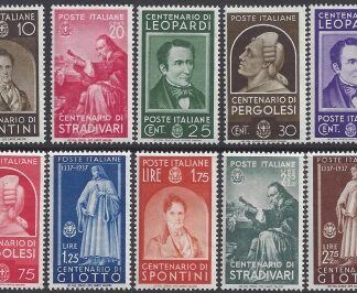 1937 Italy. SG.521-30 Famous Italians. set 10 values M/M