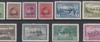 1949 Canada - SG.O162-71  KGVI overprinted O.H.M.S. set 10 values unmounted mint (MNH)