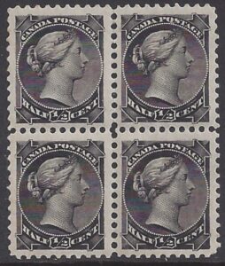 1868 Canada. SG.53 ½c black. block of 4 (top2 m/m bottom 2 u/m).