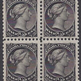 1868 Canada. SG.53 ½c black.  block of 4 (top2 m/m bottom 2 u/m).