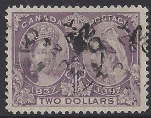 1897 Canada Jubilee issue SG.137 $2 deep violet.lightly fine used.