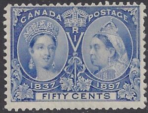 1897 Canada SG.134 Jubilee issue 50c pale ultramarine u/m (MNH)