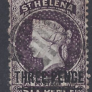 1873 St. Helena. SG.12 3d deep dull purple Perf 12½ Type A fine used.