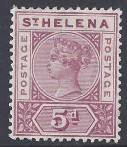 1896 St Helena. SG.51 5d mauve. perf 14. wmk. crown CA. m/m.