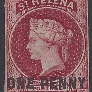 1864 St Helena SG.4 1d lake type B mounted mint.