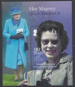 2016 South Georgia.  MS.666  90 years of Style. mini sheet U/M (MNH)