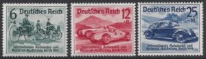 1939 Germany. SG.674-6 International Motor Show & Hitler's Culture Fund set 3 values U/M (MNH)
