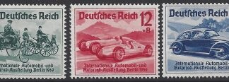 1939 Germany. SG.674-6  International Motor Show & Hitler's Culture Fund set 3 values U/M (MNH)