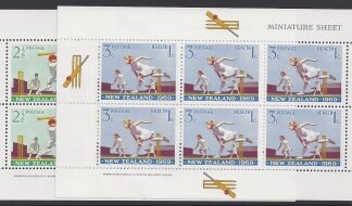 1969 New Zealand MS.902 Health Mini sheets (2) Cricket. U/M (MNH)