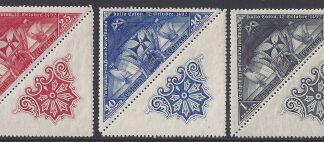 1930 Spain SG.601,603,605 Santa Maria, Nina & Pinta se-tenant with ornament. 3 values. scarce  U/M (MNH)