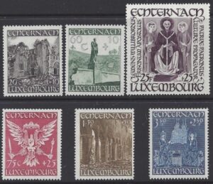 1947 Luxembourg. SG.492-7 Echternach Abbey Restoration Fund (2nd Issue). 6 values U/M (MNH)
