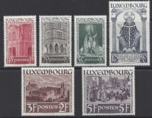 1938 Luxembourg. SG.366-71 Echternach Abbey Restoration Fund. (1st issue) set 6 values U/M (MNH)