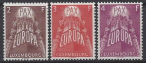 1957 Luxembourg SG.626-8  Europa 'Peace' set 3 values U/M (MNH)