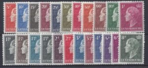 1948 - 58 Luxembourg. SG.513a-524 Grand Duchess Charlotte. set 23 values U/M (MNH)