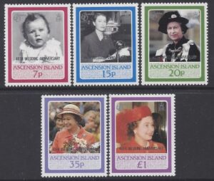 1987 Ascension Island. SG.447-51 Royal Ruby Wedding (overprinted) set 5 values U/M (MNH)