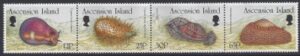 1996 Ascension Island. SG.667a Molluscs. strip of 4 values (SG.667-70) U/M (MNH)