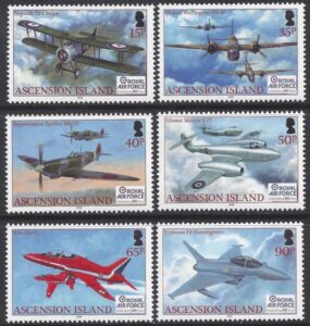 2008 Ascension Island. SG.1010-15 90th Anniversary of The Royal Air Force. set 6 values U/M (MNH)
